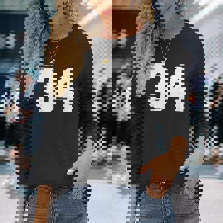 ナンバー34 スポーツジャージプレーヤー 34 ファン フロントプリント ヴァーシティ 長袖Tシャツ 彼女への贈り物