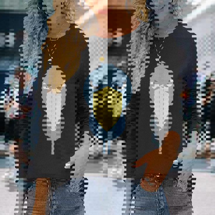 ハシビロコウ アニマル イラスト ミニマル 図案 シンプル ユニセックス ギフト 長袖Tシャツ 彼女への贈り物