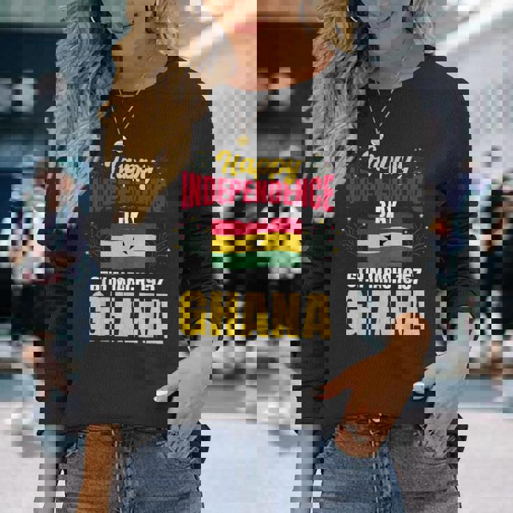 ハッピー独立記念日 ガーナ ガーナの歴史の誇り 長袖Tシャツ 彼女への贈り物