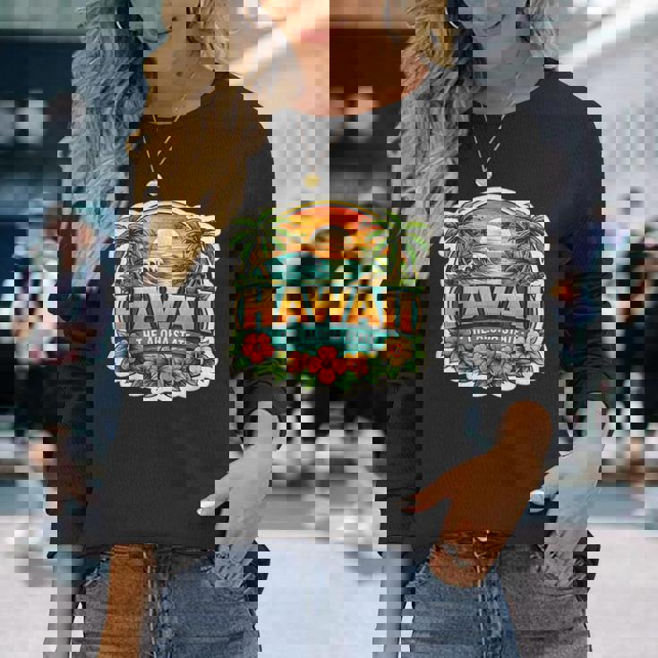 ハワイ アロハ州立大学 お土産 訪問者 記念品 ハワイアン 長袖Tシャツ 彼女への贈り物