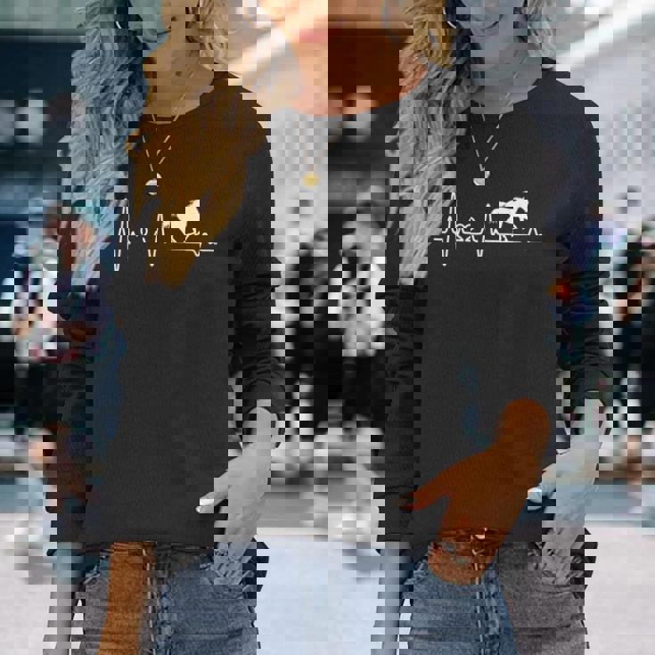 ハートビート、馬、馬好き、ライダー、贈り物、馬が大好き 長袖tシャツ 長袖Tシャツ 彼女への贈り物