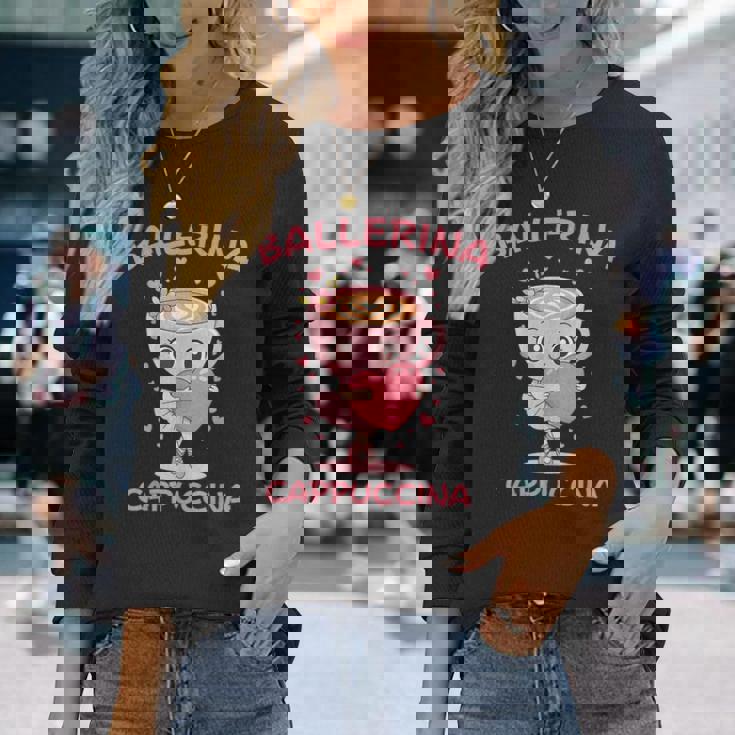 バレリーナ カプチーノ かわいい イタリアン ブレイン ミーム キッズ ガールズ 長袖Tシャツ 彼女への贈り物