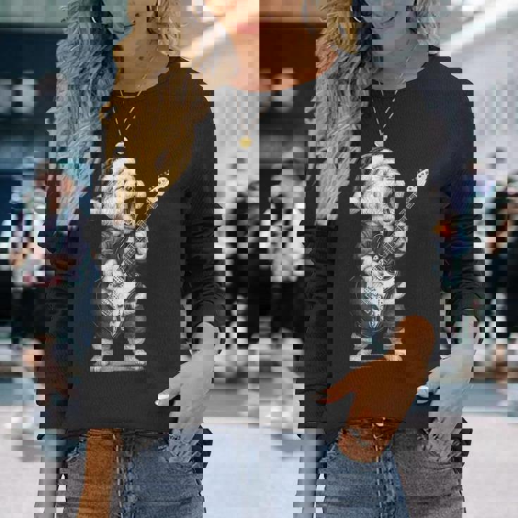 ビション・フリーゼ ギターを弾く クリスマス 犬好き 長袖Tシャツ 彼女への贈り物