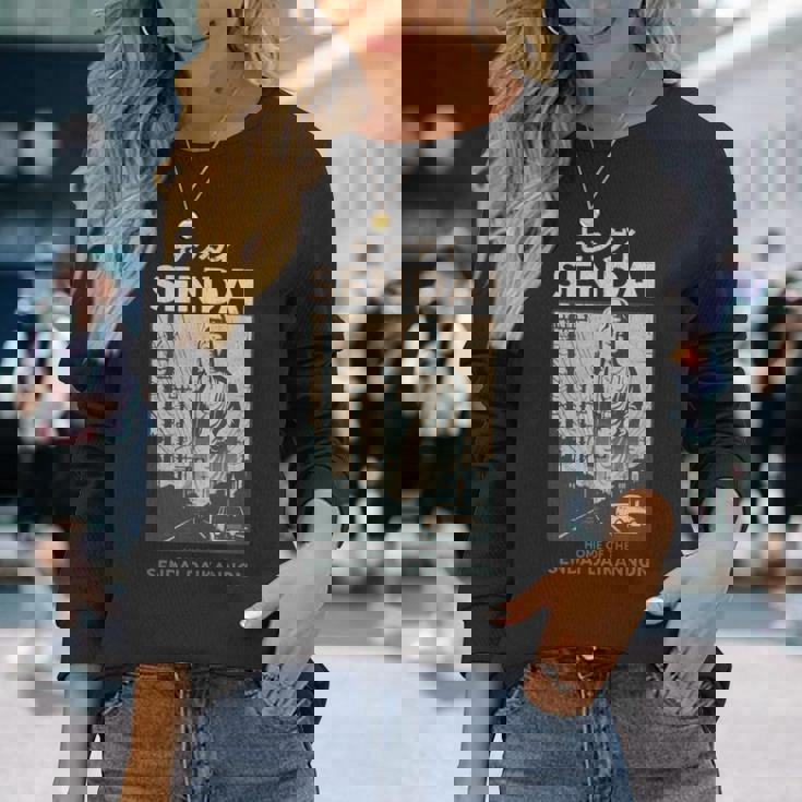 ビンテージ仙台大観音日本観光ポスター 長袖tシャツ 長袖Tシャツ 彼女への贈り物