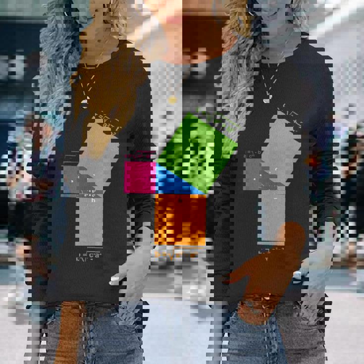 ピタゴラスの定理 教師と生徒のための数学の数式 長袖Tシャツ 彼女への贈り物