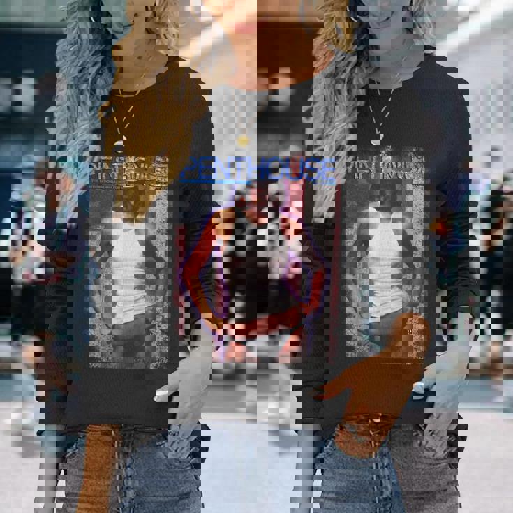 ペントハウスマガジン 1976年7月 ピンナップ ガール ヴィンテージ アメリカ国旗 長袖Tシャツ 彼女への贈り物