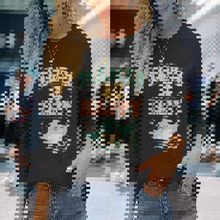 マンタ・ビ・ハッピー 長袖Tシャツ 彼女への贈り物