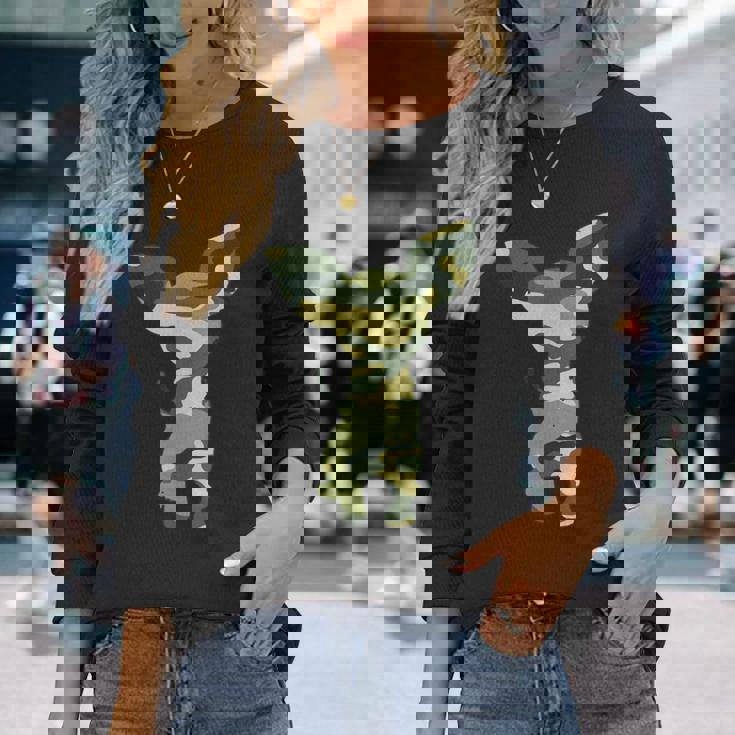 ミリタリー チワワ カモ メンズ プリント Us Dog Pup 退役軍人ギフト 長袖Tシャツ 彼女への贈り物