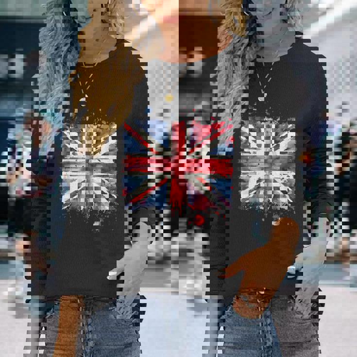 ユニオンジャック インクスタイル アート イギリス国旗 イギリス 国旗 イギリス 長袖Tシャツ 彼女への贈り物