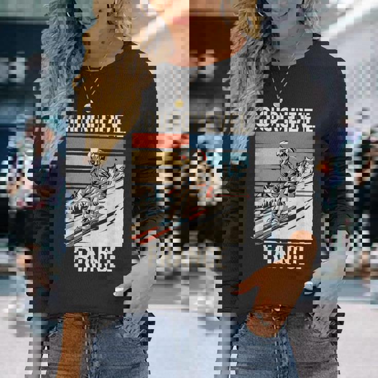 レトロ スキー クールシュベル フランス フランス スキー リゾート 楽しい 長袖Tシャツ 彼女への贈り物