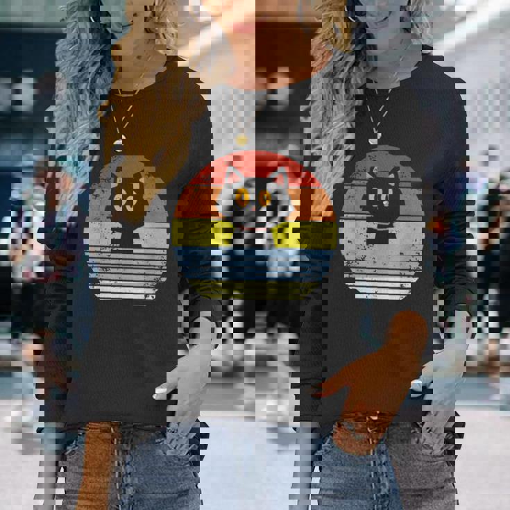 レトロ 猫 ヴィンテージ かわいい 子猫 ニャー キティ キティ 長袖Tシャツ 彼女への贈り物