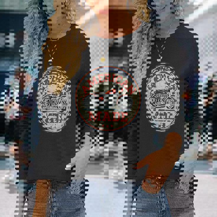 レトロヴィンテージガソリンスタンド アメリカ製 モーターバイクガレージ 長袖Tシャツ 彼女への贈り物