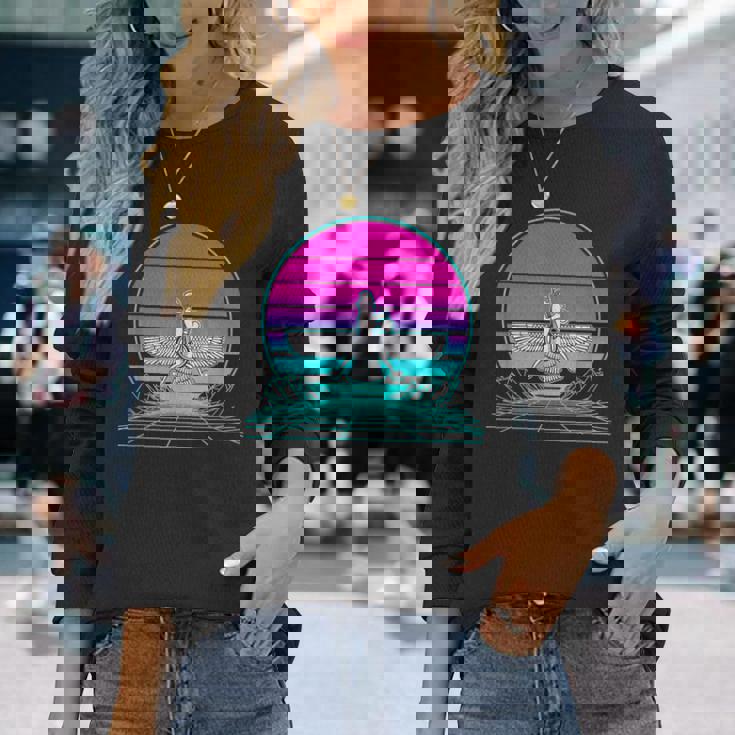 ヴィンテージ レトロ サンセット アヌンナキ 長袖Tシャツ 彼女への贈り物