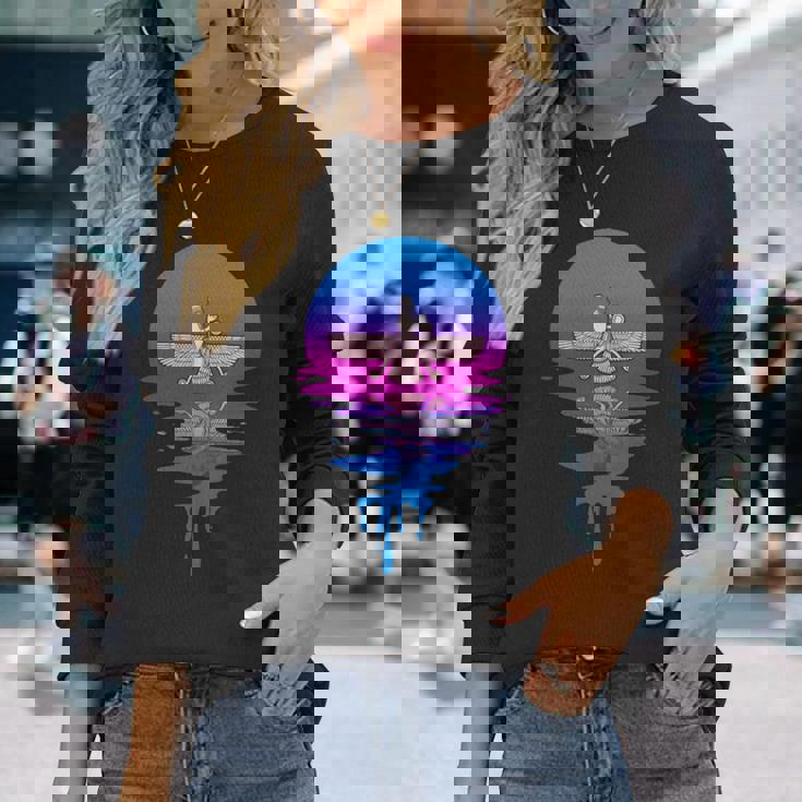 ヴィンテージ レトロ 夕日 アヌンナキ 長袖tシャツ 長袖Tシャツ 彼女への贈り物