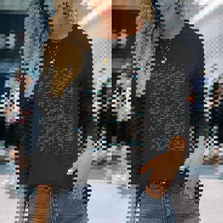 世界の100言語でこんにちは、国際連合 長袖tシャツ 長袖Tシャツ 彼女への贈り物