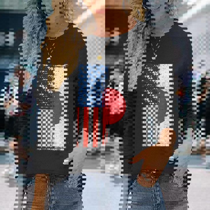 半日半 アメリカ国旗 日米ルーツ 長袖Tシャツ 彼女への贈り物