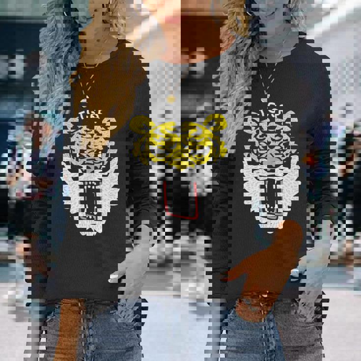 和風タイガーフェイス – ゆるかわ虎デザイン 長袖Tシャツ 彼女への贈り物