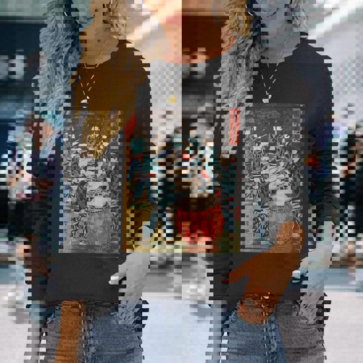 太鼓 太鼓 日本文化 日本 太鼓 音楽 楽器 長袖Tシャツ 彼女への贈り物