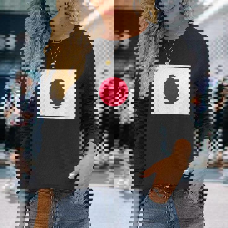 日本の国旗 日の丸 昇る太陽 日本 日書き デザイン 長袖Tシャツ 彼女への贈り物