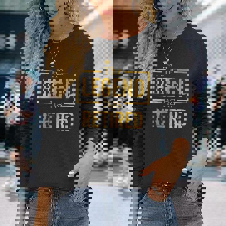 昔は同僚の定年退職祝いに、レジェンドと一緒に働いてた 長袖Tシャツ 彼女への贈り物