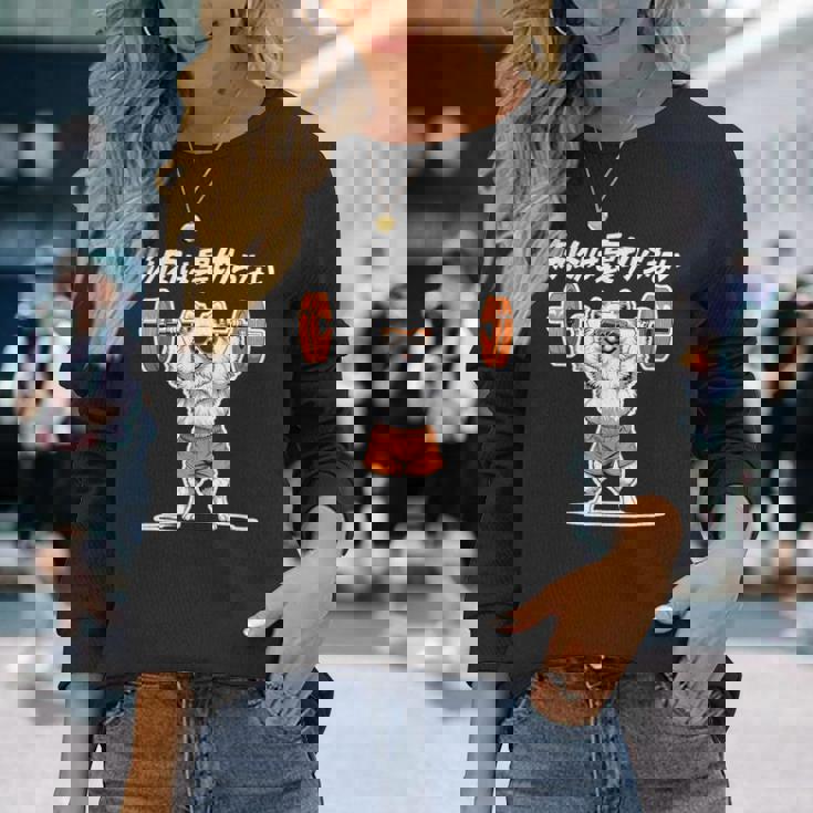 筋肉は裏切らない ポメラニアン グッズ 犬 おもしろ 面白い ネタ 筋トレ 長袖Tシャツ 彼女への贈り物