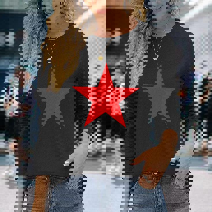 複数の色の赤い星 長袖tシャツ 長袖Tシャツ 彼女への贈り物