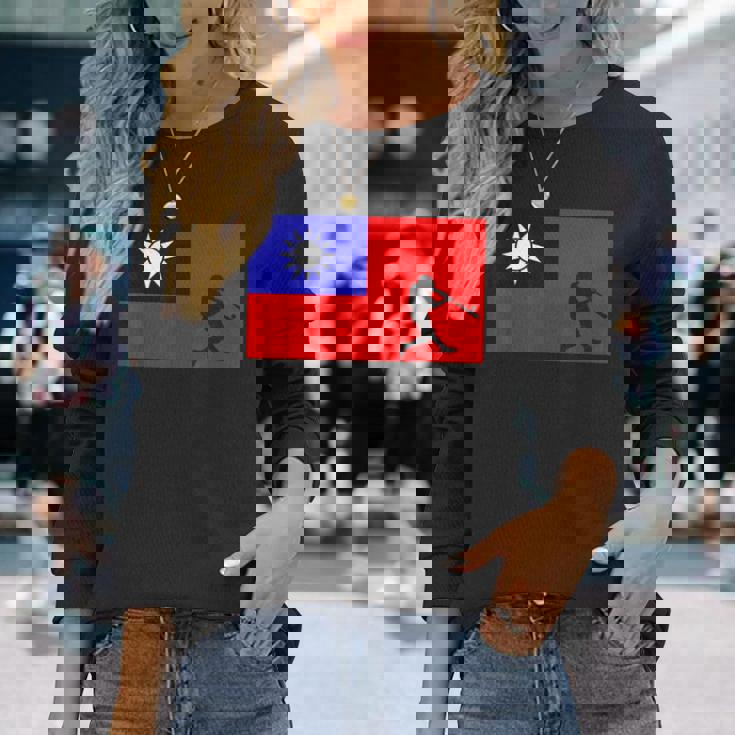 野球リーグ台湾国旗 アジア代表選手 長袖Tシャツ 彼女への贈り物