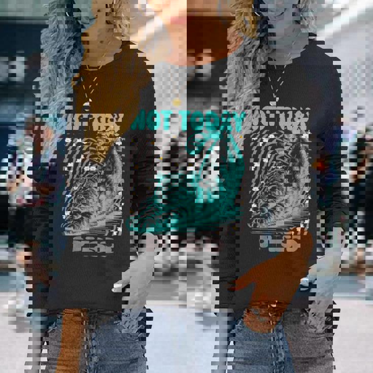 面白いptsd啓発リラックス猫は今日ではありません 長袖Tシャツ 彼女への贈り物