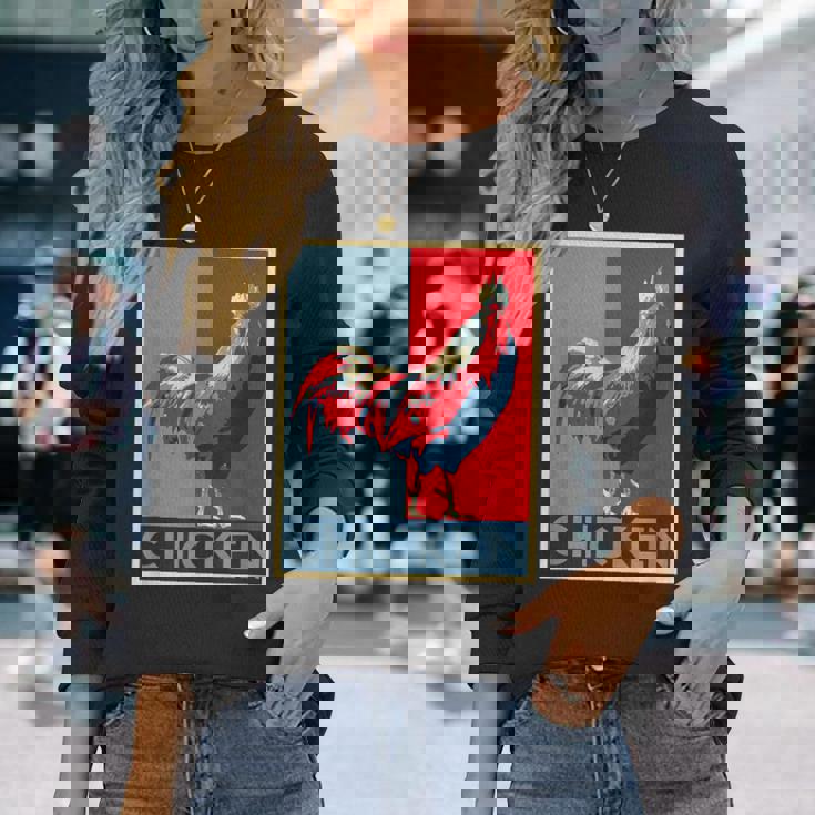 面白いtシャツ にわとり 鶏 鳥 メンズ おもしろ 面白い 服 おもしろグッズ ネタ ポスター チキン 長袖Tシャツ 彼女への贈り物