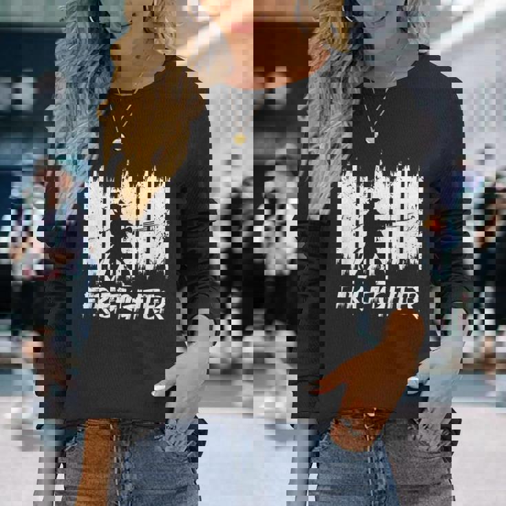 面白い消防士消防チーム消防団 長袖Tシャツ 彼女への贈り物