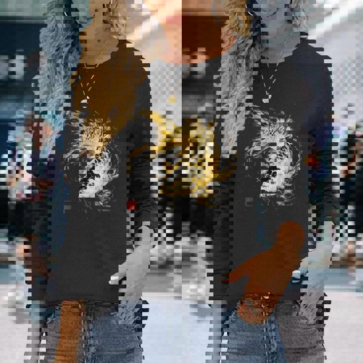 鯉 黒金 アクアリウム ニシキゴイ 観賞魚 イラスト 長袖Tシャツ 彼女への贈り物