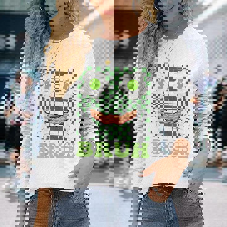 Bruh Green Face Eggs And Bacon Ham 朝食 聖パトリックズ 長袖Tシャツ 彼女への贈り物