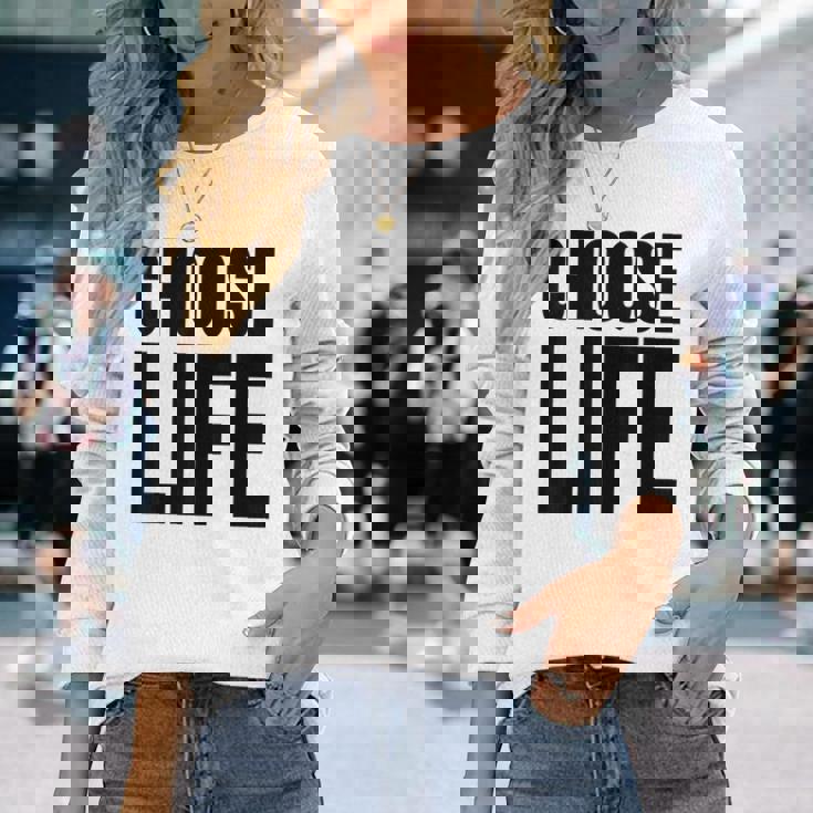 Choose Life 前面と背面の両面デザイン 長袖Tシャツ 彼女への贈り物