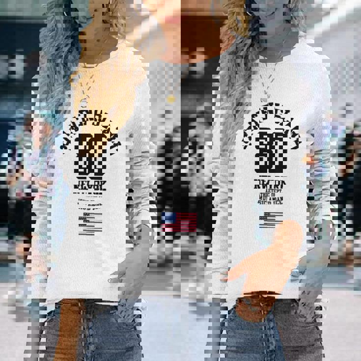 Cooltaten Island New York City Illustration Fashiontyle 長袖tシャツ 長袖Tシャツ 彼女への贈り物