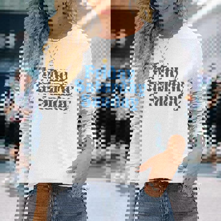Fridayaturdayunday Moodibe Weekend Relax Day Off 長袖Tシャツ 彼女への贈り物