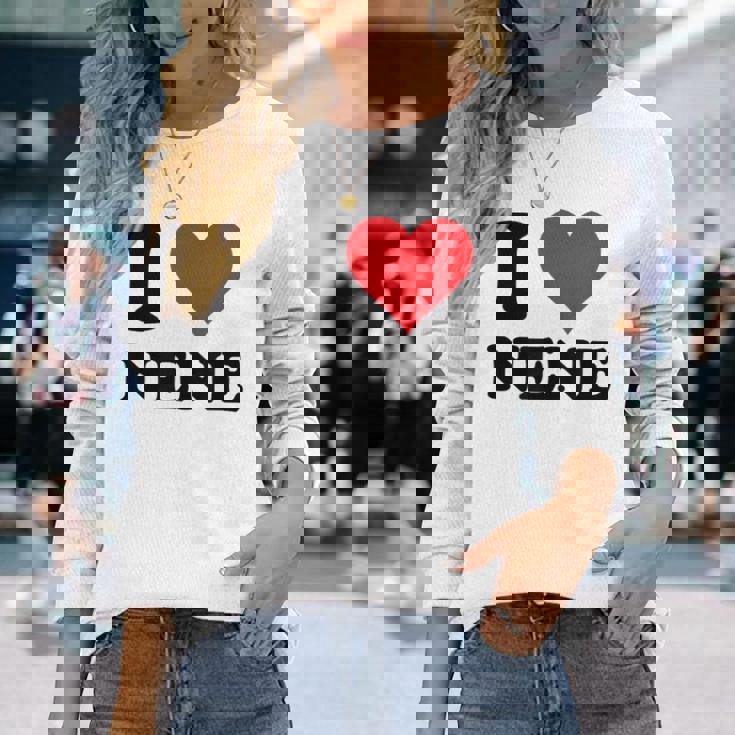 I Heart Nene 名 I Love パーソナライズ 長袖Tシャツ 彼女への贈り物