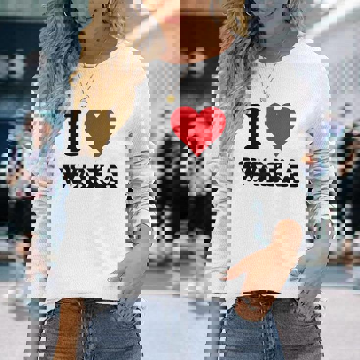 I Heart Waka ファーストネーム I Love パーソナライズ 長袖Tシャツ 彼女への贈り物