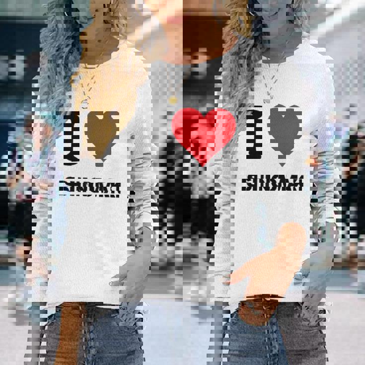 I Heart 石巻ジャパンラブ 日本のお土産品 長袖Tシャツ 彼女への贈り物