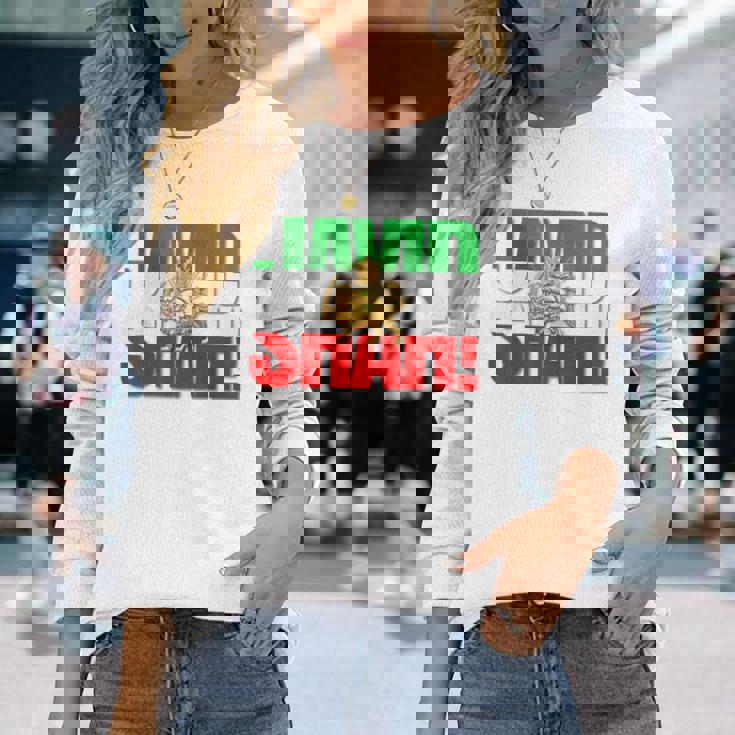 Javidhah イラン国旗 ペルシャパフラヴィー ライオンと太陽 長袖Tシャツ 彼女への贈り物