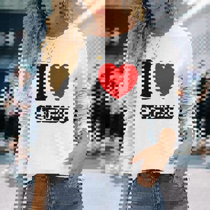 I Love Cebu フィリピン フィリピン人 長袖Tシャツ 彼女への贈り物