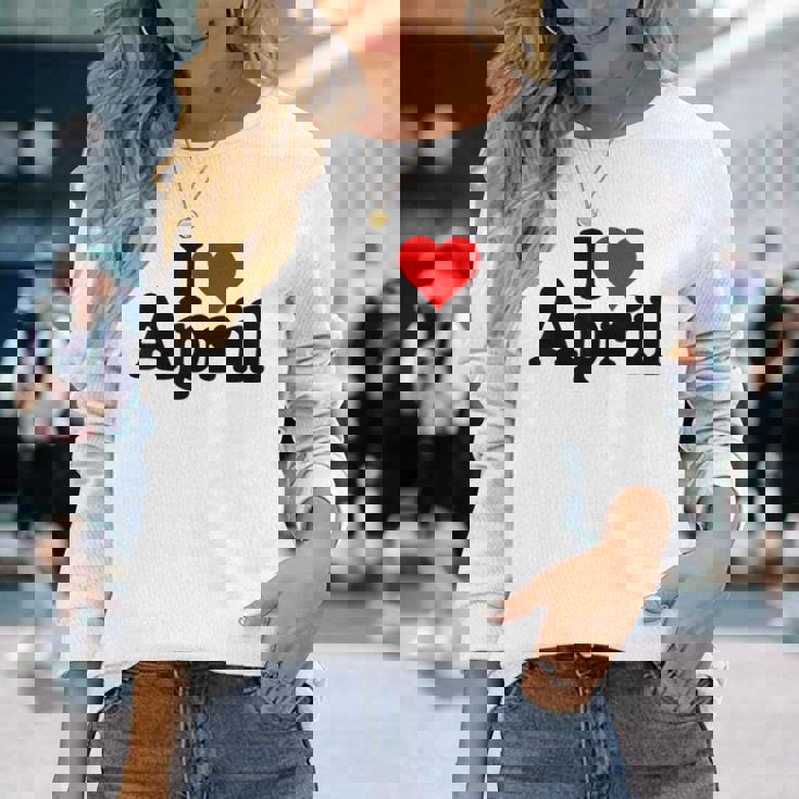 I Love Heart April Nameon A 長袖Tシャツ 彼女への贈り物