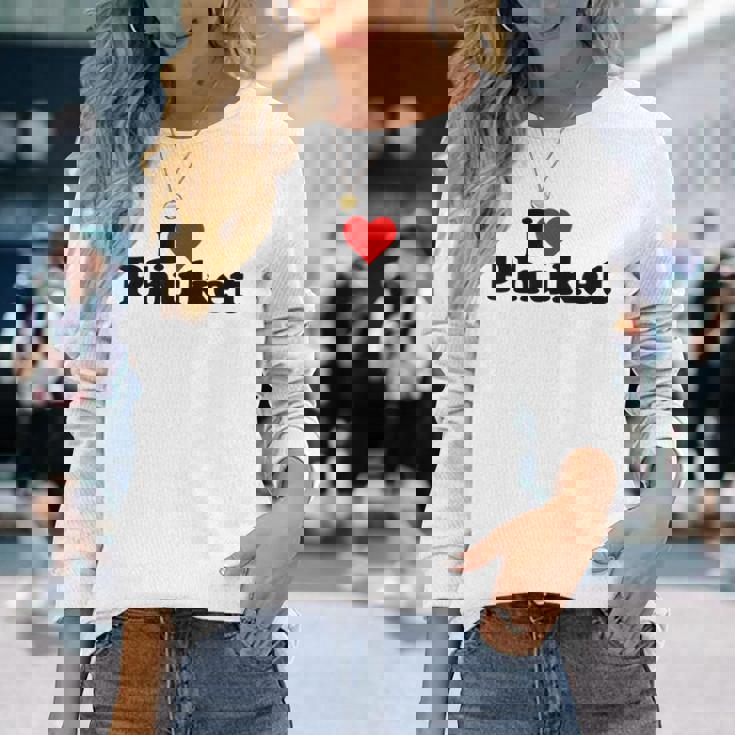 I Love Heart Phuket Thitand 長袖Tシャツ 彼女への贈り物