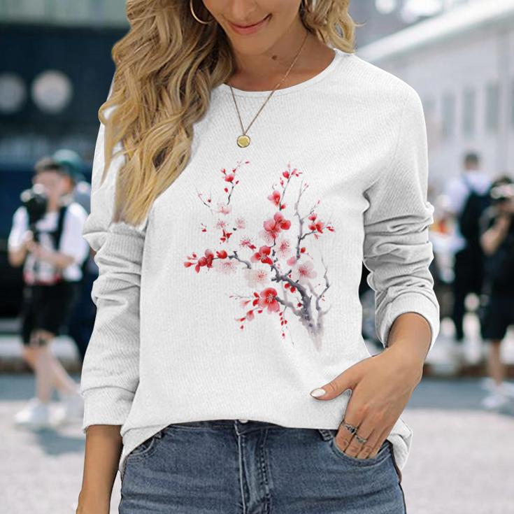 Roseakura Arbre Jolie Fleur Fleur De Cerisier Japonais T-shirt à manches longues Cadeaux pour elle