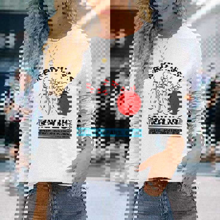 Strike スペア ビール ボウラー ボーリングボール 面白ボウリング 長袖Tシャツ 彼女への贈り物