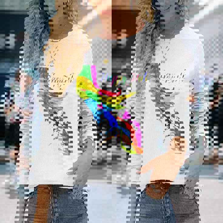 Vibrant And Colorful Holi 長袖Tシャツ 彼女への贈り物