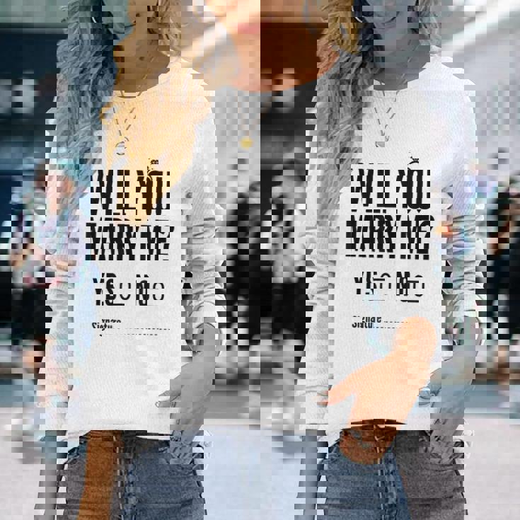 Will You Marry Me Wedding おもしろプロポーズ 長袖Tシャツ 彼女への贈り物