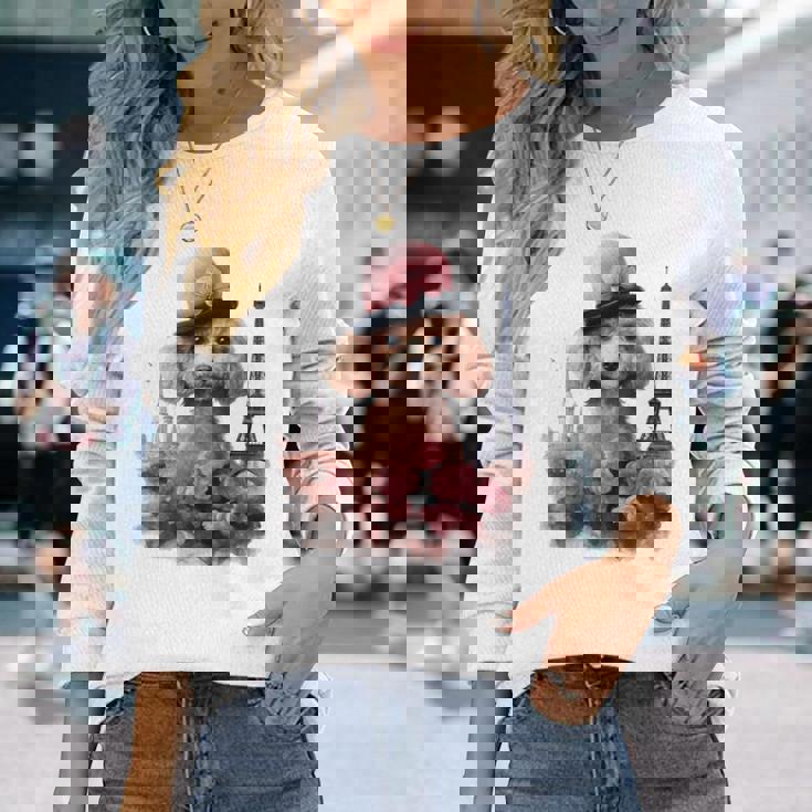 かわいい フランス パリ エッフェル塔 トイプードル パリジャンプードル 長袖tシャツ 長袖Tシャツ 彼女への贈り物