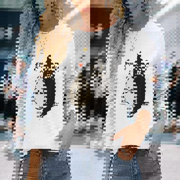 かわいい影モンスター コントラスト イラスト 長袖tシャツ 長袖Tシャツ 彼女への贈り物