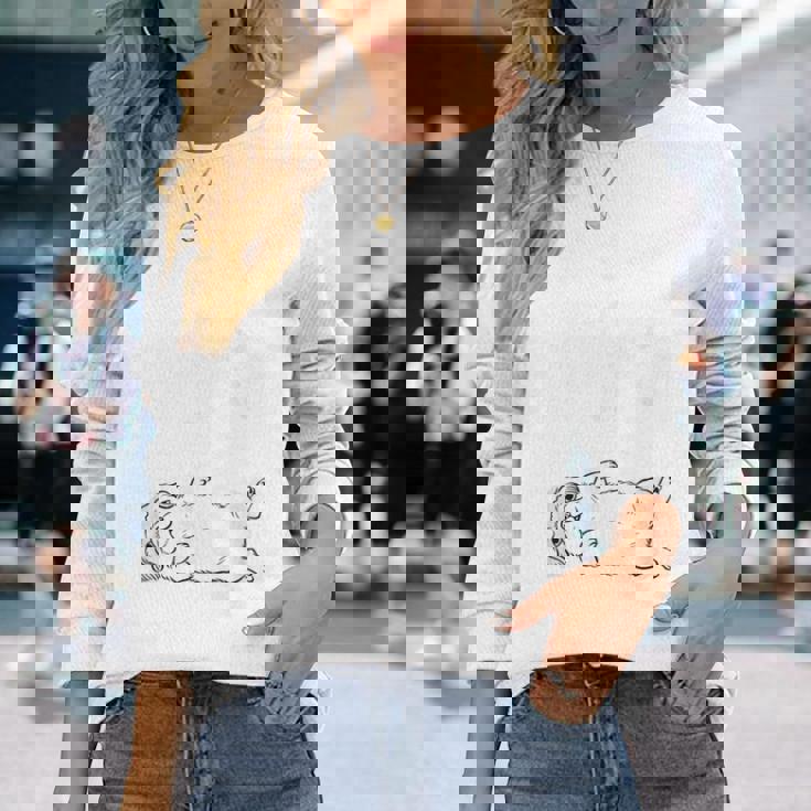 やる気スイッチ故障中 ペキニーズ グッズ 犬 おもしろ 面白い ネタ 笑える 和風 長袖Tシャツ 彼女への贈り物