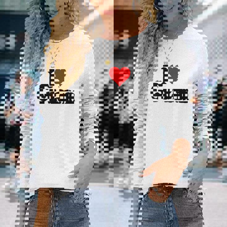 アイラブハートグアムグアマニアンプライド 長袖Tシャツ 彼女への贈り物